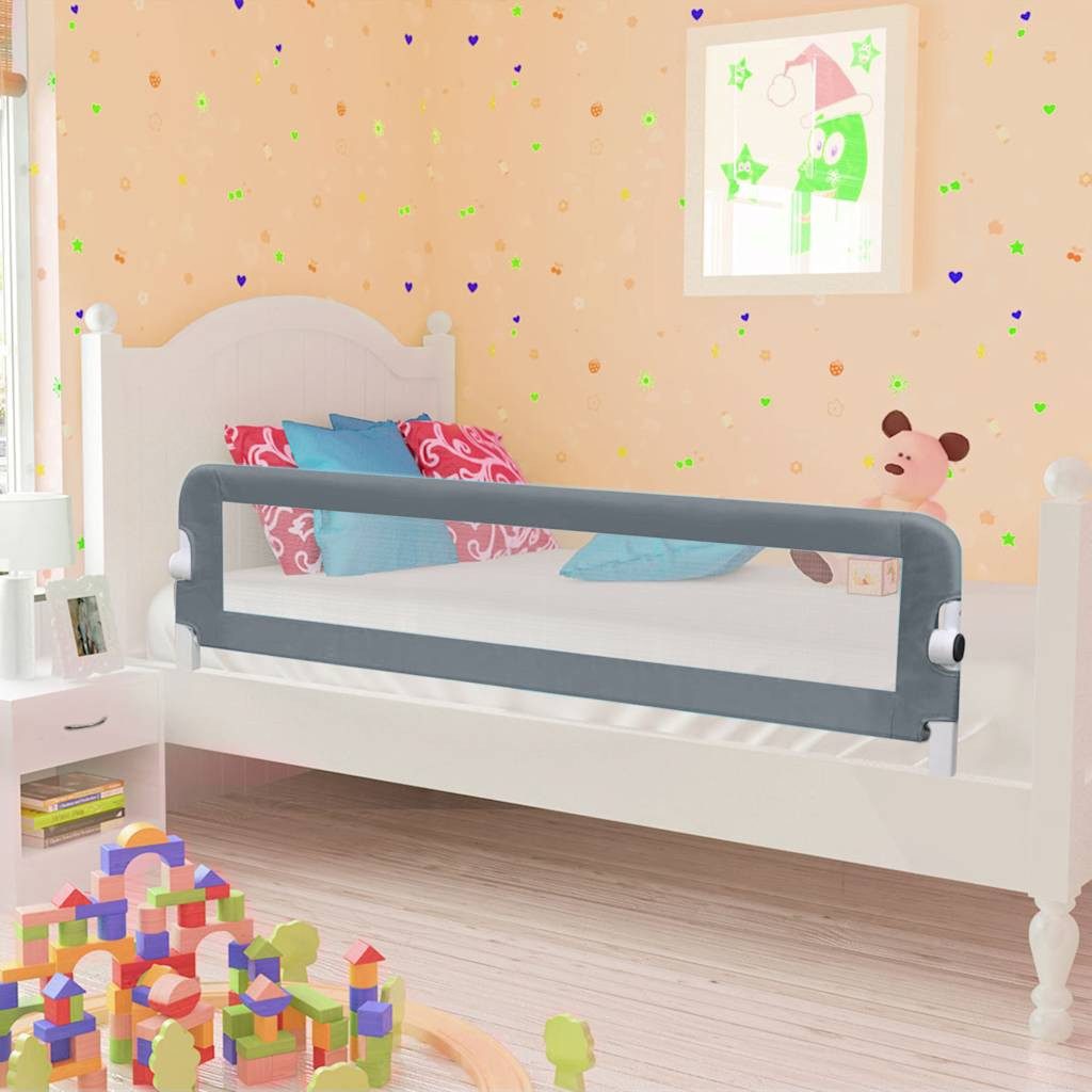 furnicato Babybett Sicherheitsbettgitter 150x40,5x42 cm Grau für Kinder 18 Monate bis 5, 1-tlg., Klappbarer Rausfallschutz mit einfacher Bedienung für Kinderbetten