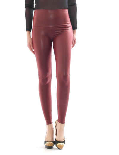 SYS Leggings Leggings Matt-Glanz hoher Bund Hose lang Röre Treggings wie Leder Lack