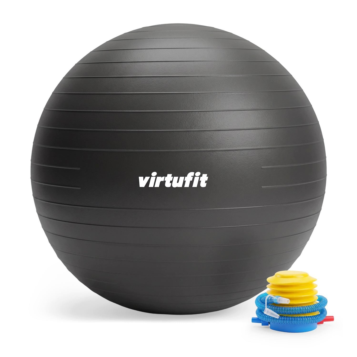 VirtuFit Gymnastikball VirtuFit Anti-Burst Fitnessball Pro mit Pumpe - Schwarz - 65 cm