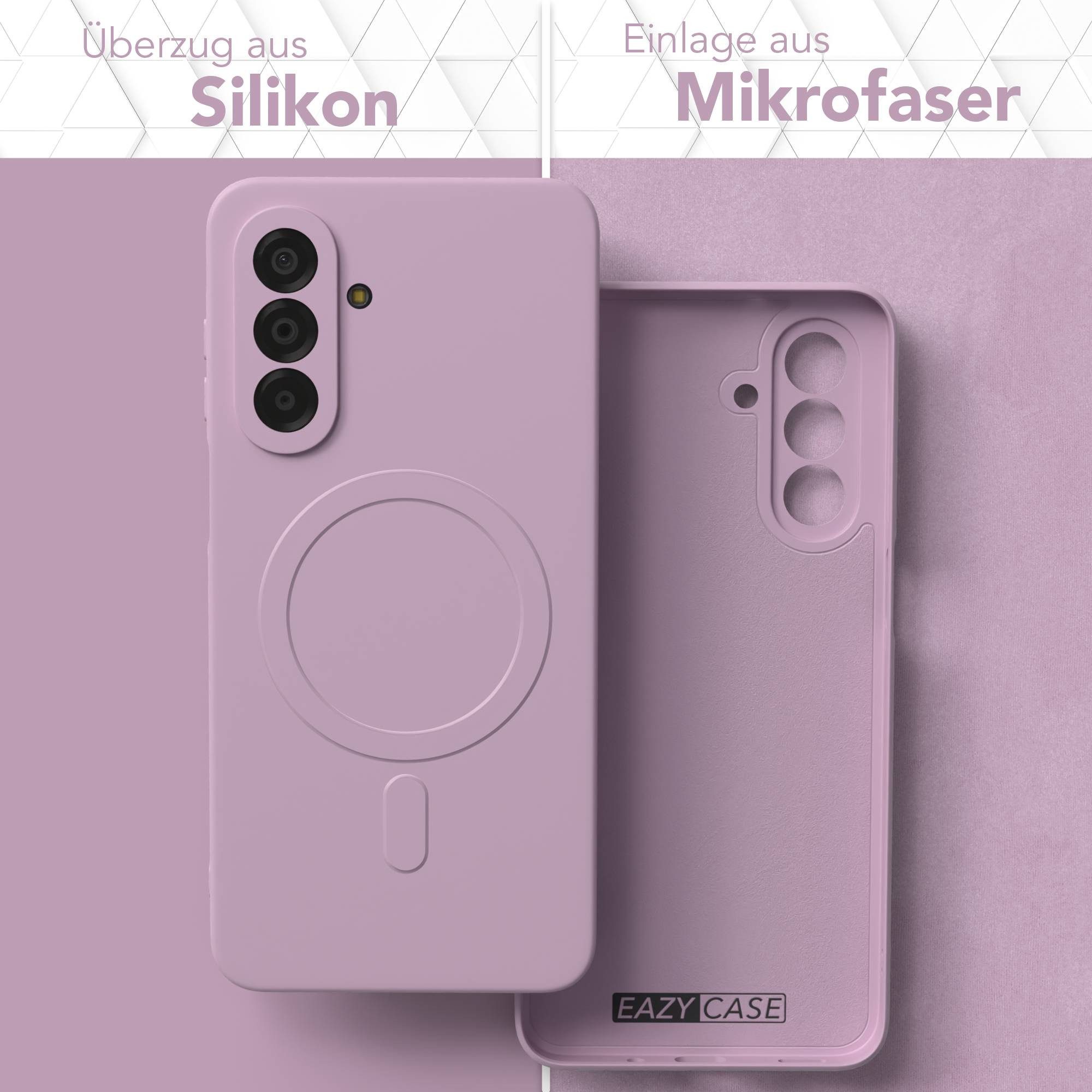 EAZY CASE Handyhülle MagSafe Silikon für Samsung Galaxy A17 6,7 Zoll, MagSafe Slimcover Kameraschutz Qi-Charging Softcover weich Flieder – Bild 3 von 5