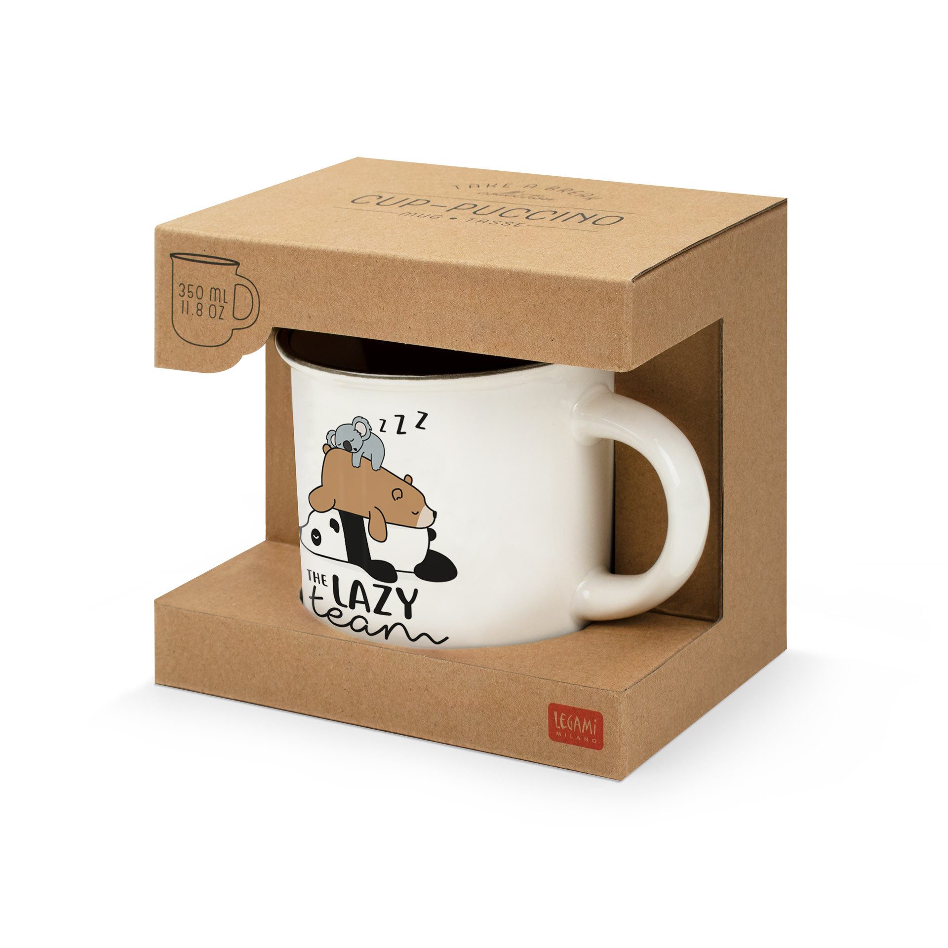 Legami Cappuccinotasse Legami Porzellantasse Trinkbecher Cu-Puccino Lazy Team