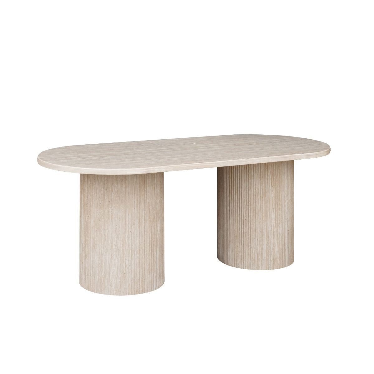 alesvelt Esstisch Trivento oval massive Tischplatte im Travertin Design Säulenstil (1-Tisch), Tischbeine im Säulenstil, 200x100x75cm