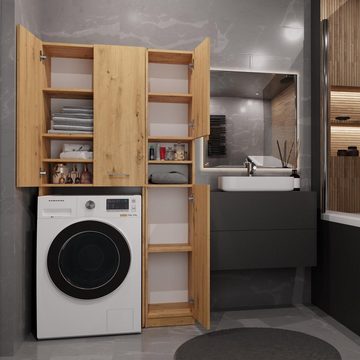 Beautysofa Badezimmer-Set Ardea DD, (Waschmaschinenumbauschrank und Hochschrank, inkl. 4 Drehtüren), Badezimmerschrank mit 10 geräumige Fächer
