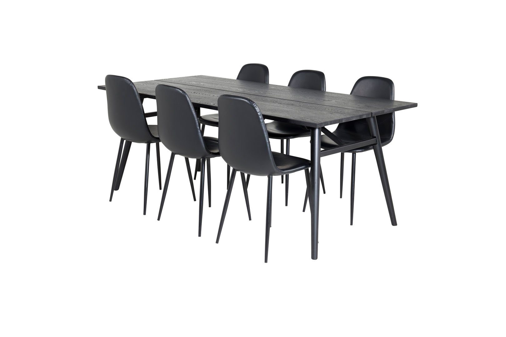 Lä, Essgruppe Essgruppe Tisch Sleek ebuy24 ausziehbarer schwarz;schwarzPUKunstleder Esstisch (7-tlg)