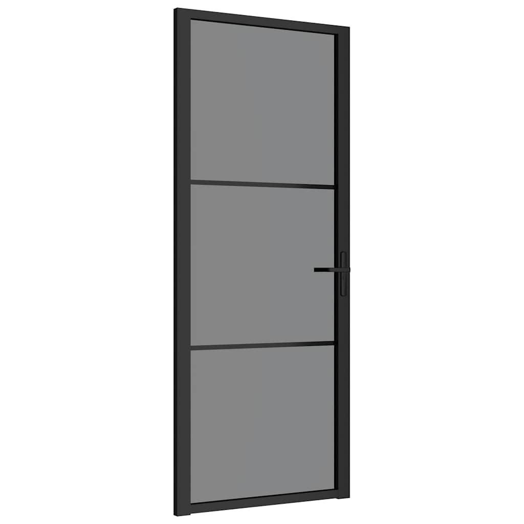 vidaXL Haustür Innentür 83x201,5 cm Schwarz ESG-Glas und Aluminium (1-St)