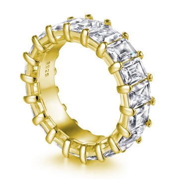 Lisandra Scott Silberring 18K Funkelnder Baguette Eternity Ring 925 Sterling Silber mit Steinen