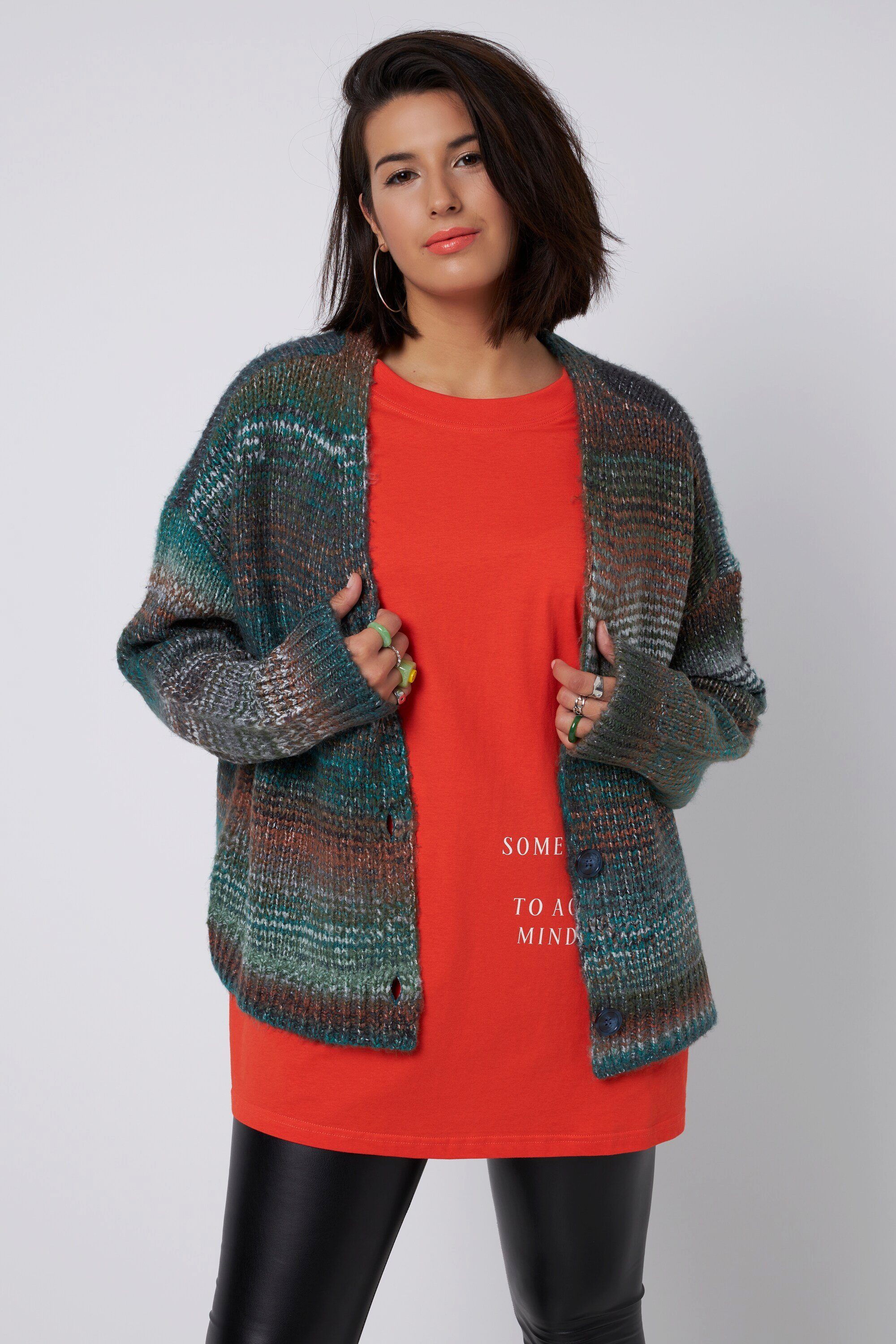 Studio Untold Strickjacke Strickjacke oversized Farbverlauf V-Ausschnitt