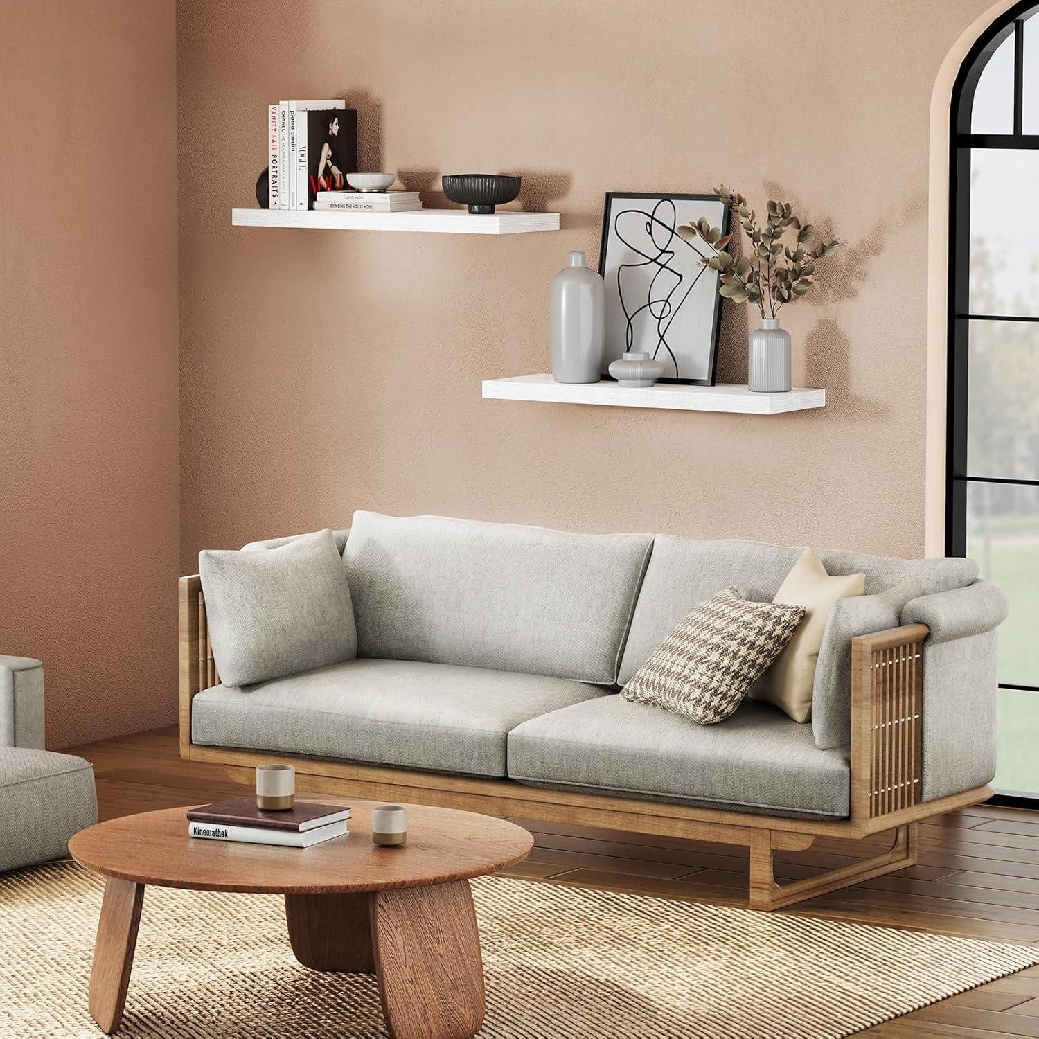 LuxusKollektion Deko-Wandregal Wandregal 60cm weiß 2er-Set Schweberegal modern für Schlafzimmer Küche