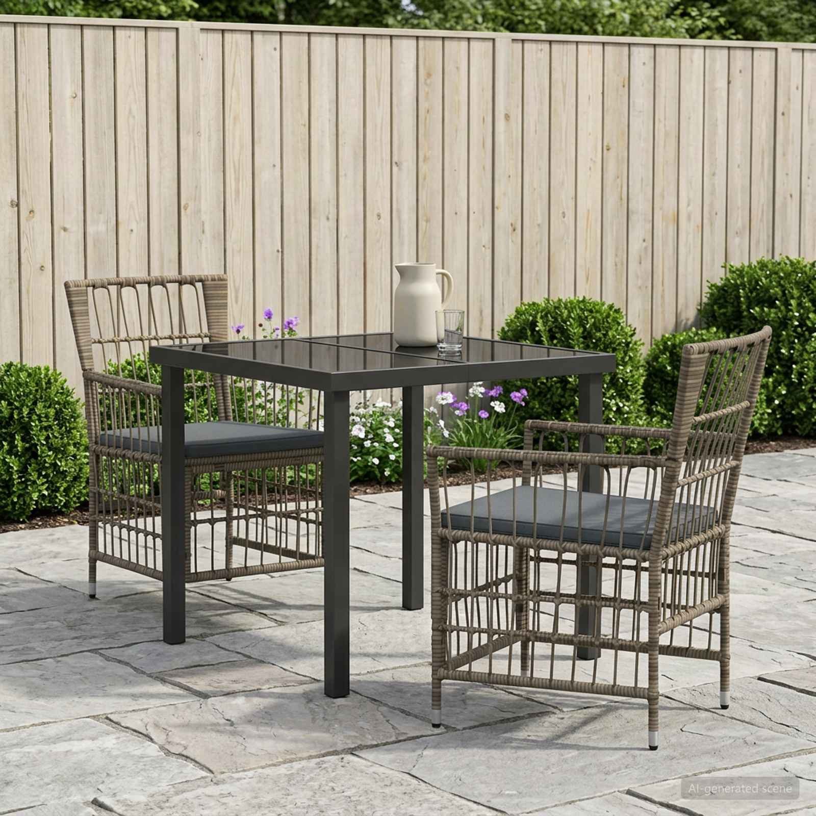 vidaXL Gartenlounge-Set Outdoor-Essgruppe 3 stk. Grau Poly-Rattan, (3-tlg)