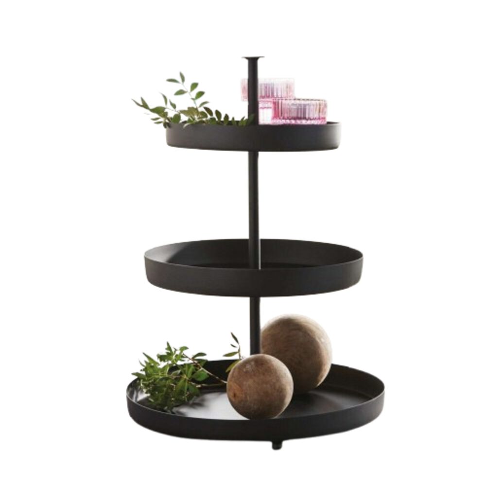 Home-trends24.de Etagere schwarz Etagere Servierständer Metall Deko Servierschale Küche 42 Höhe, Metall