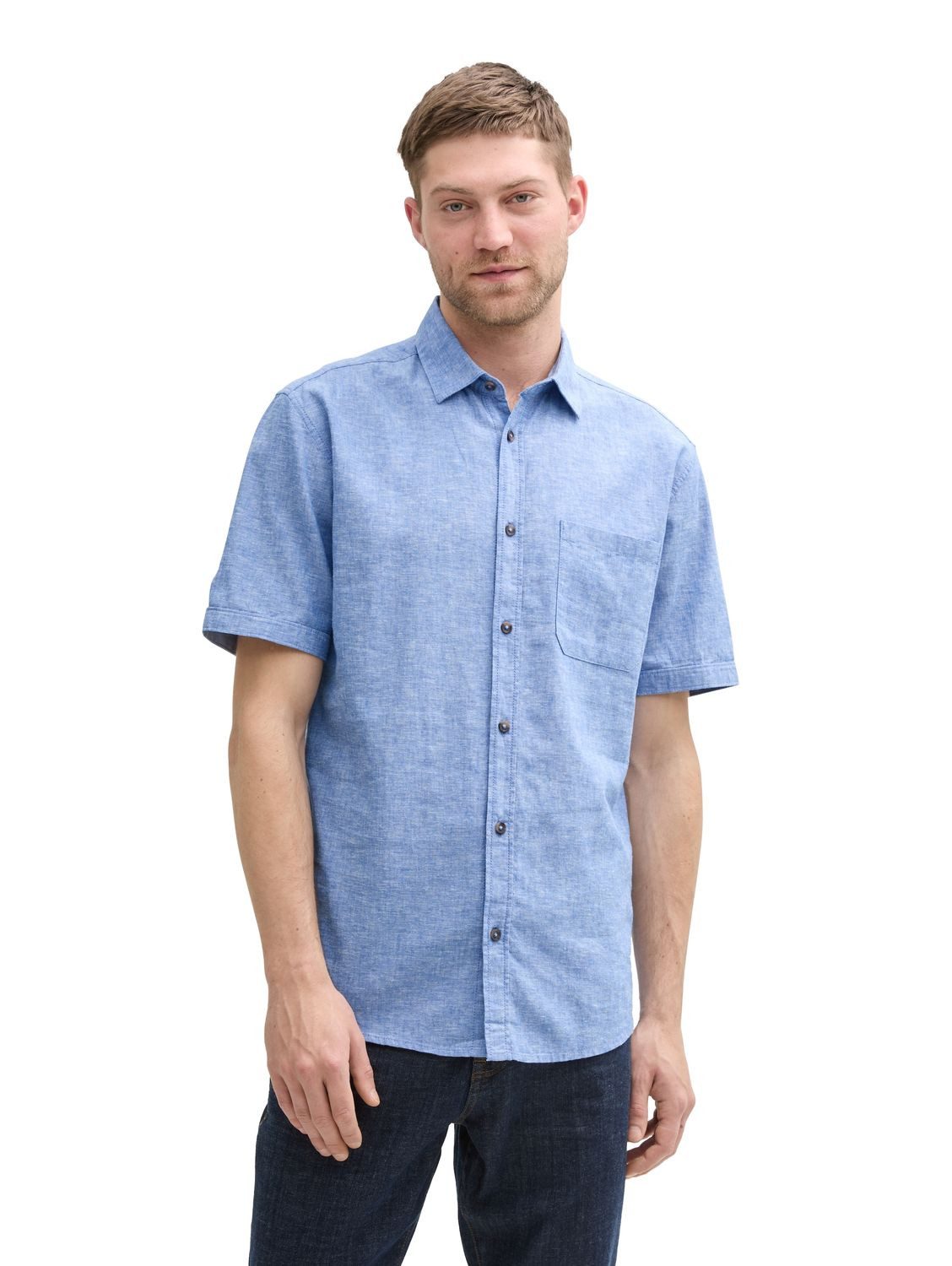 TOM TAILOR Kurzarmhemd COTTON LINEN SHIRT günstig online kaufen