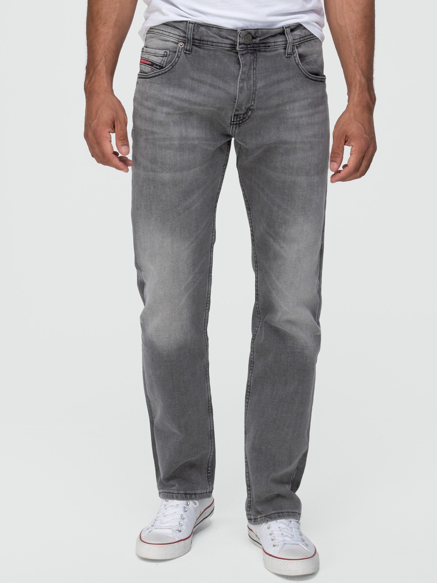 Lorenzo Loren Straight-Jeans Herren Jeans Hose Grau Stonewashed LL-4020 günstig online kaufen