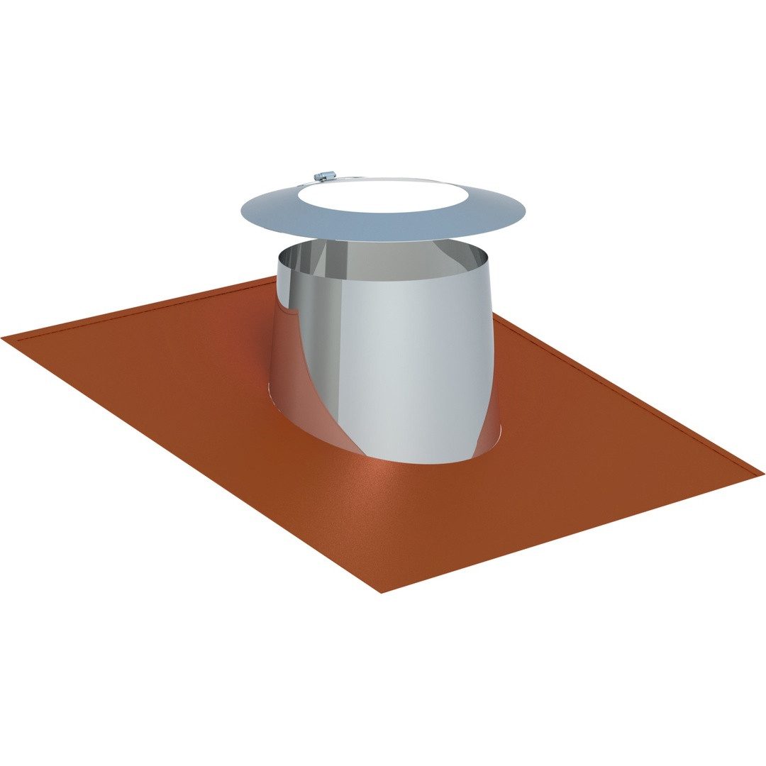 Jeremias Schornstein DW-ECO 2.0 Ø130mm Dachdurchf. 5-15° Elastomerr. rot m. Wetterkr., Ø 130 mm
