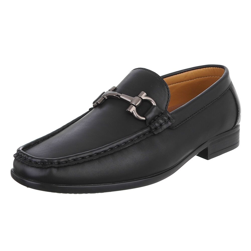 Coolwalk Herren Slipper Mocassin mit Schnalle für Alltag Slipper (91563811) Blockabsatz Slipper in Schwarz