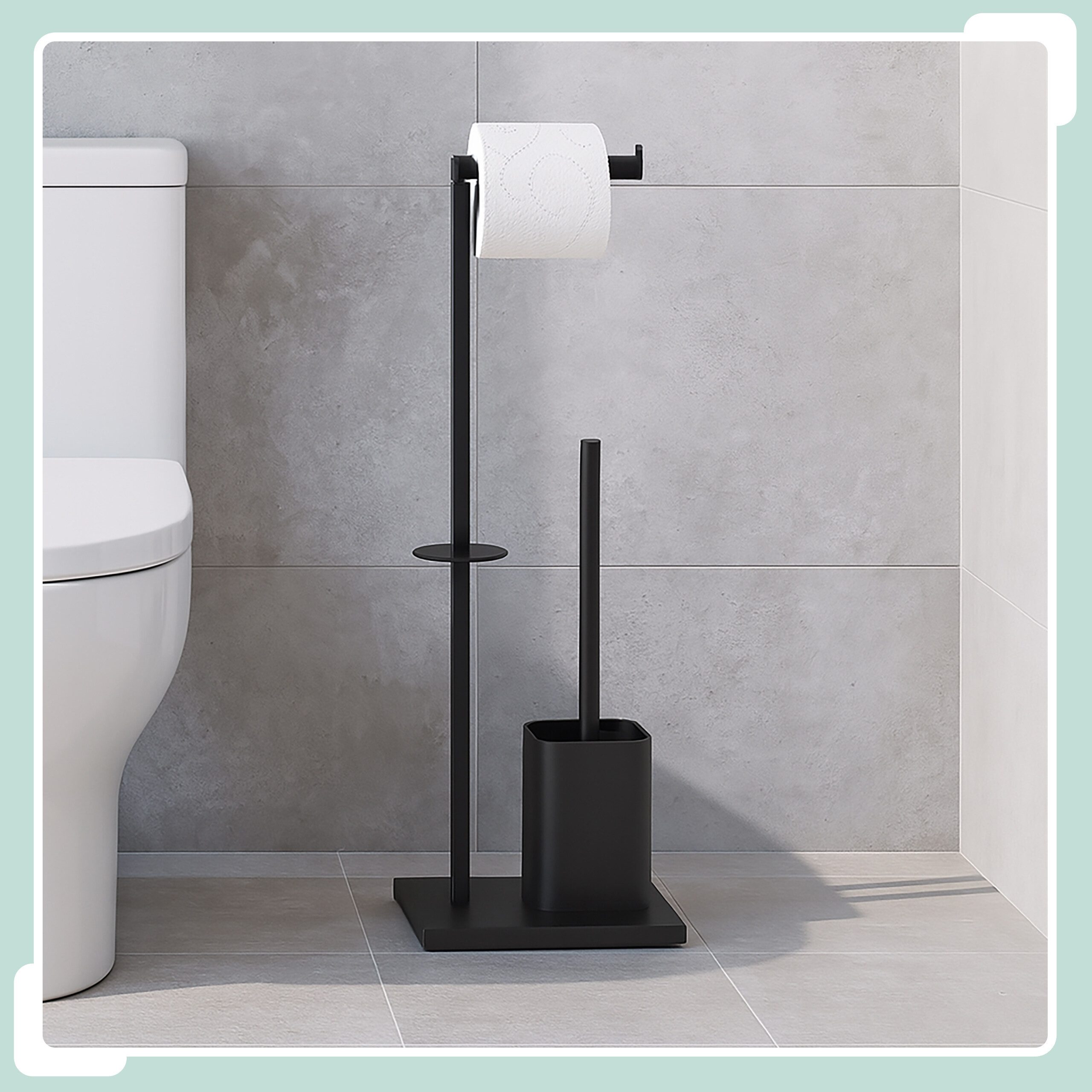 relaxdays WC-Garnitur aus Metall, schwarz günstig online kaufen