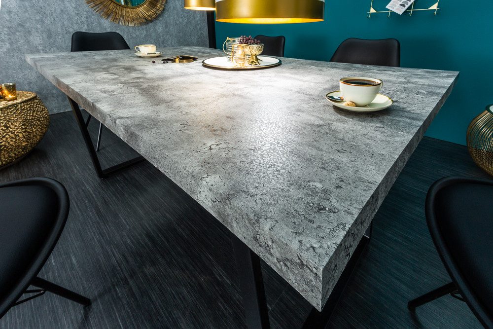riess-ambiente Esstisch LOFT 160cm grau / schwarz (Einzelartikel, 1-St), Beton-Design · Metall · Kufen-Gestell · bis 6 Personen · Industrial