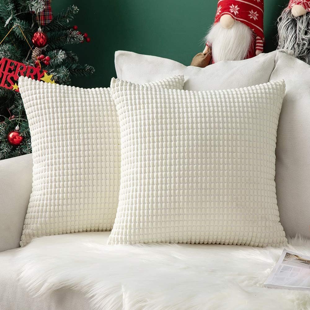 Kissenbezüge 2 Stück Kissenbezug zu Weihnachten für Zierkissen, Coonoor Weiß