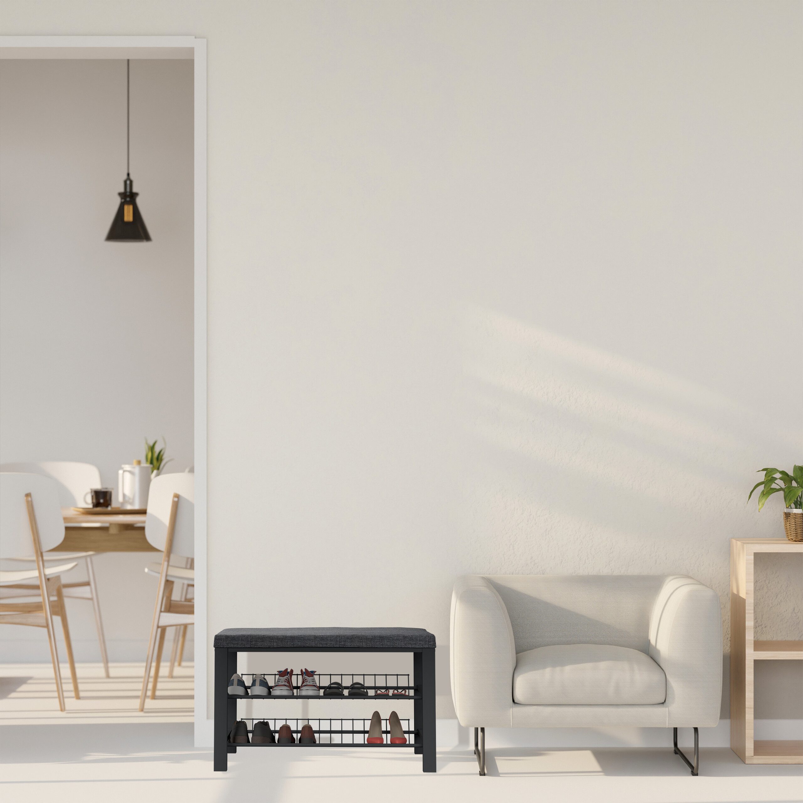 relaxdays Schuhbank mit Polst (1-St), Grau-Schwarz