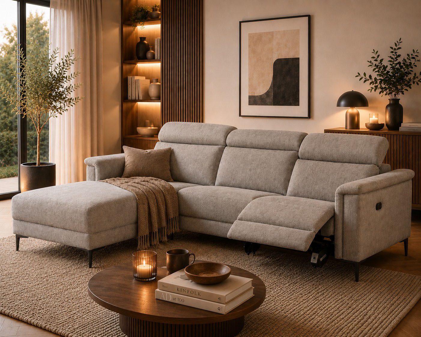 OTTO home Ecksofa LUND, Struktur-Bezug, L-Form, 261cm, man. /elektr. Relaxfunktion, auch mit USB A/C-Anschluss sowie Kopfteilverstellung