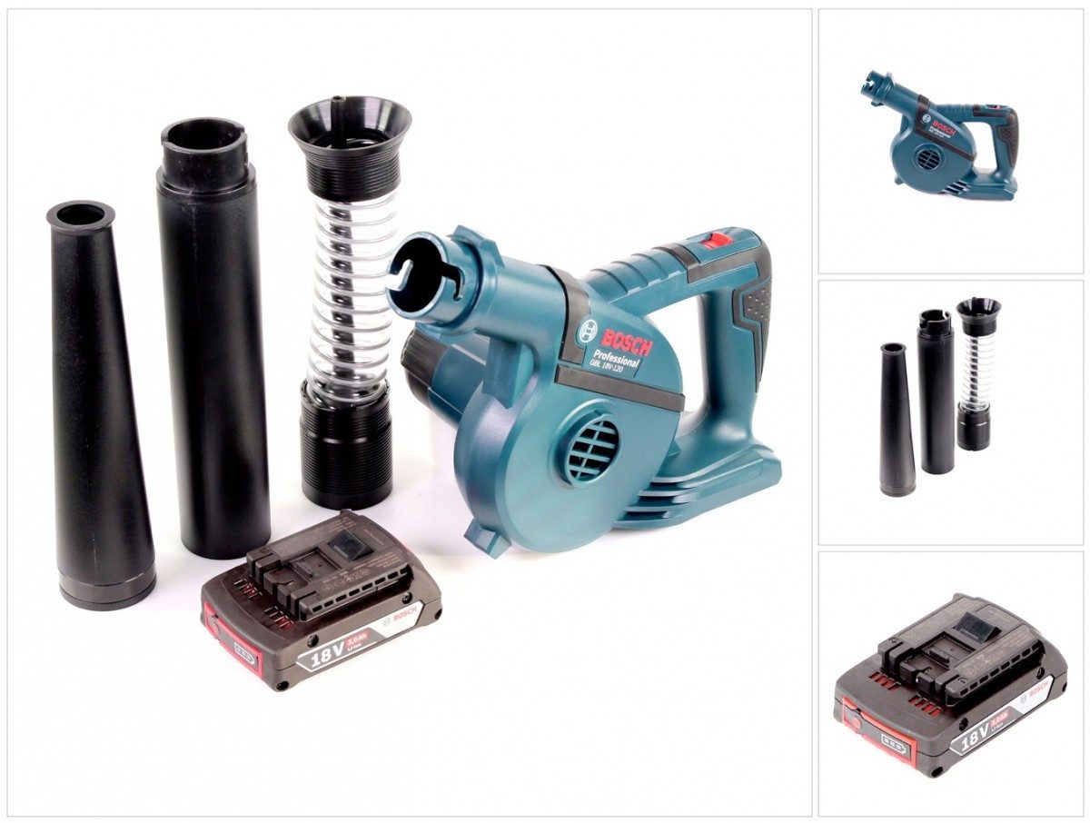 Bosch Professional Akku-Laubbläser GBL 18 V-120 Akku Gebläse Laubbläser mit 1 x Bosch GBA 18 V 2,0 Ah