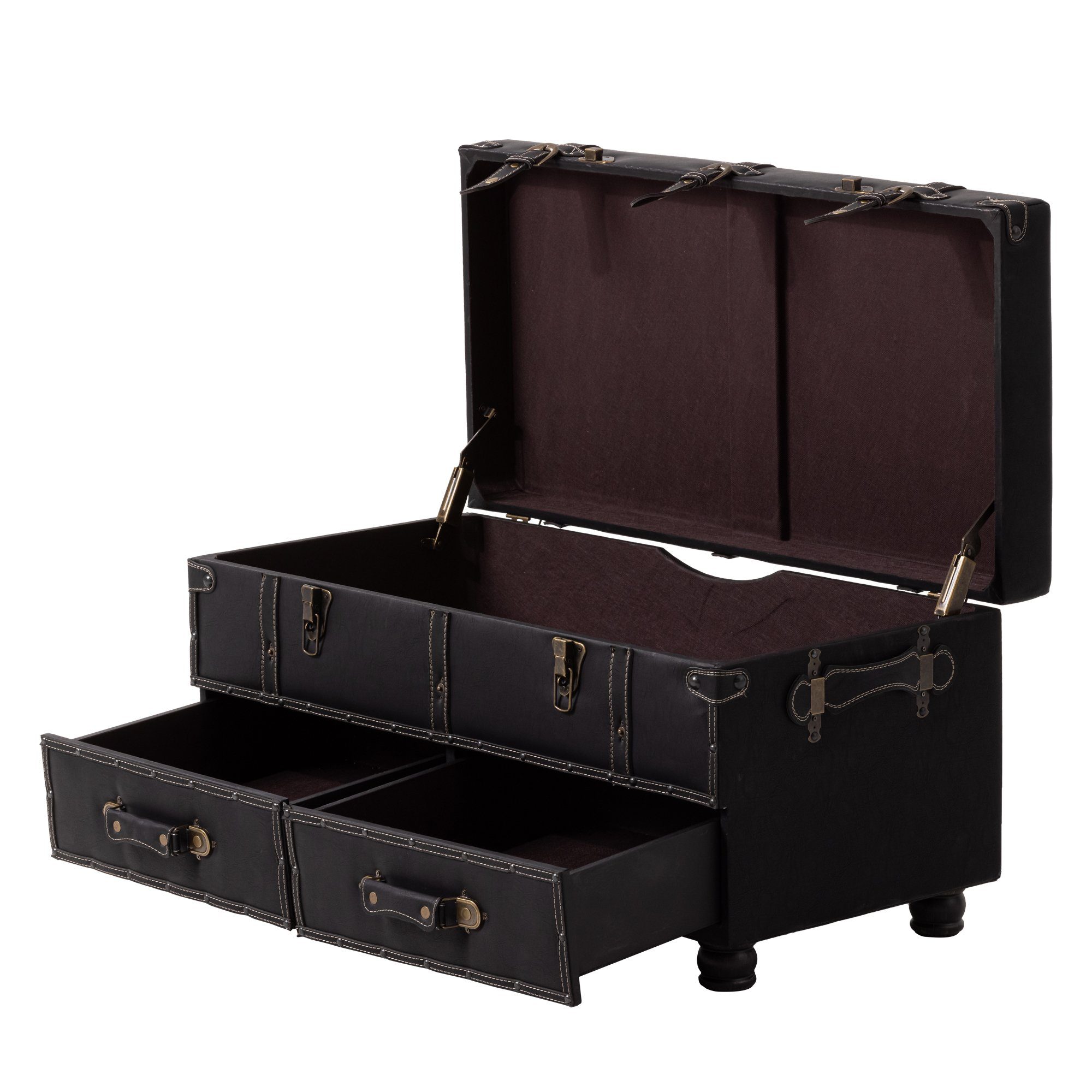Sitzbank, Hocker, Bettbank Vintage-Stil Nachttisch-Box Couchtisch, Schwarz HomeGuru (1-St) Retro-Box