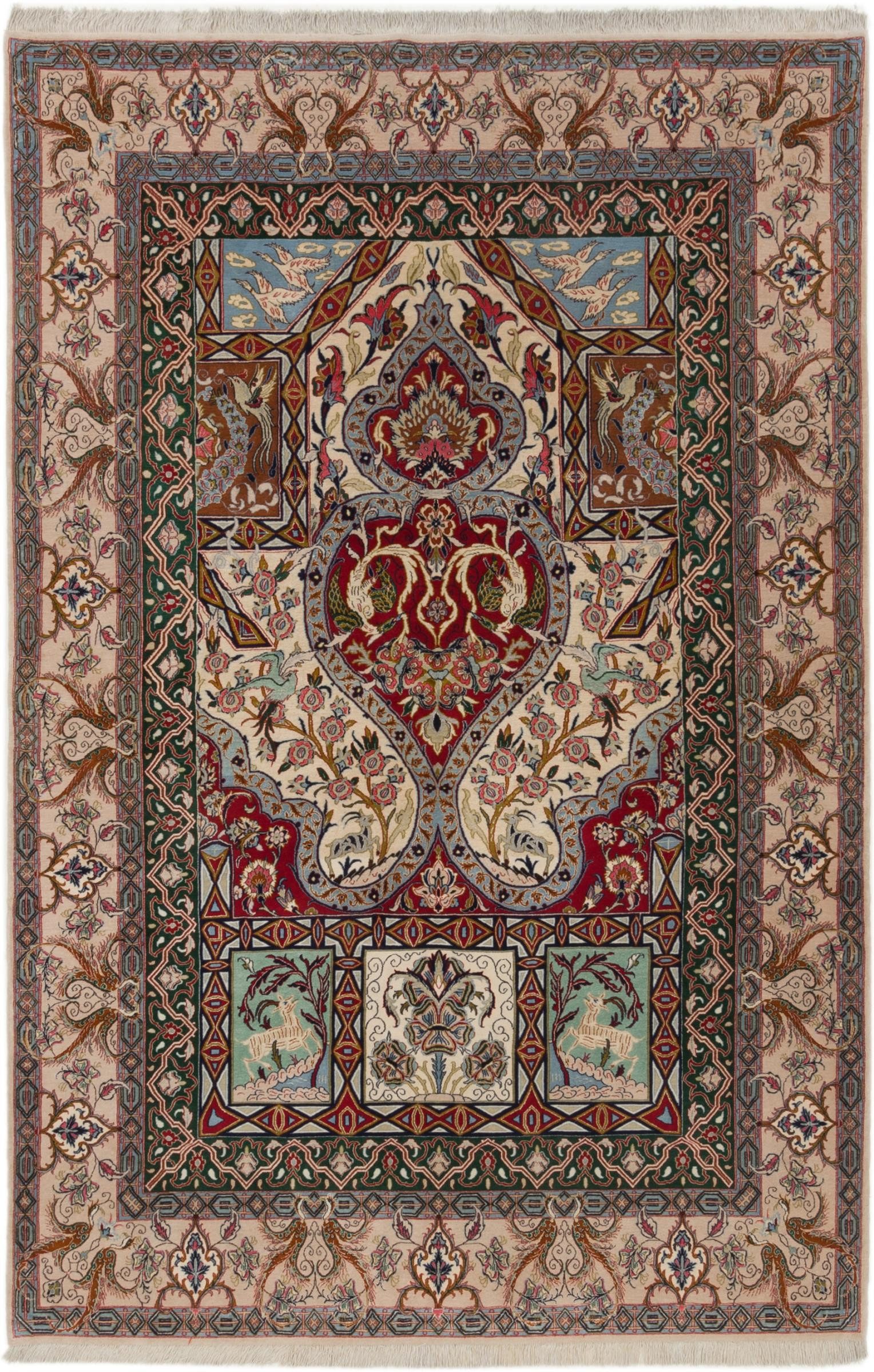 Nain Trading Orientteppich Isfahan Alt Seidenkette 165x242 Handgeknüpfter Orientteppich, rechteckig, Höhe: 8 mm