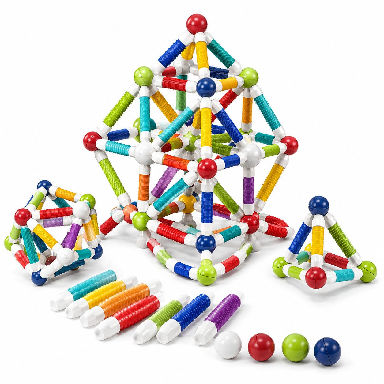 Fyrove 3D Magnetbausteine Magnetspielzeug Magnetspielbausteine, (Spar-Set, 85 St., 85-teiliges Magnetbaukasten mit Aufbewahrungsbox ab 3 Jahren), Einziehbarer 3D Magnetbaukasten mit Aufbewahrungsbox