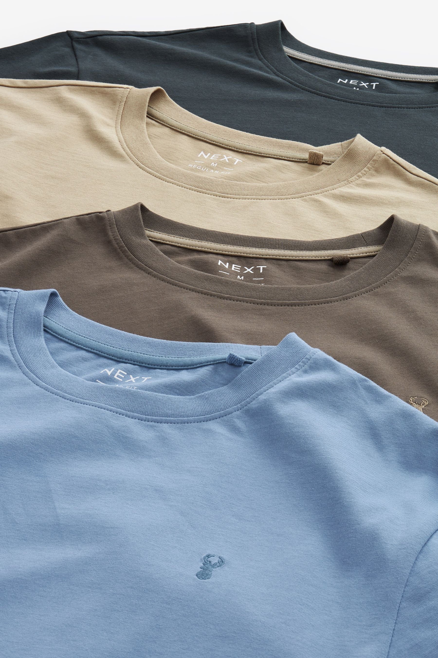 T-Shirt 4er-Pack Stone/Charcoal/Light (4-tlg) Next T-Shirts Blue/Mushroom