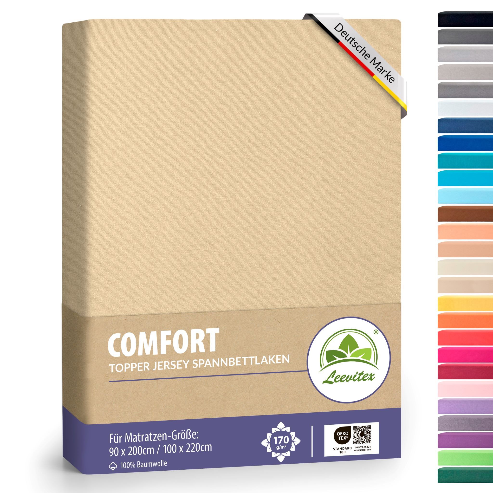 leevitex® Spannbettlaken Premium Topper Spannbettlaken, Gummizug: Rundum-Gu günstig online kaufen