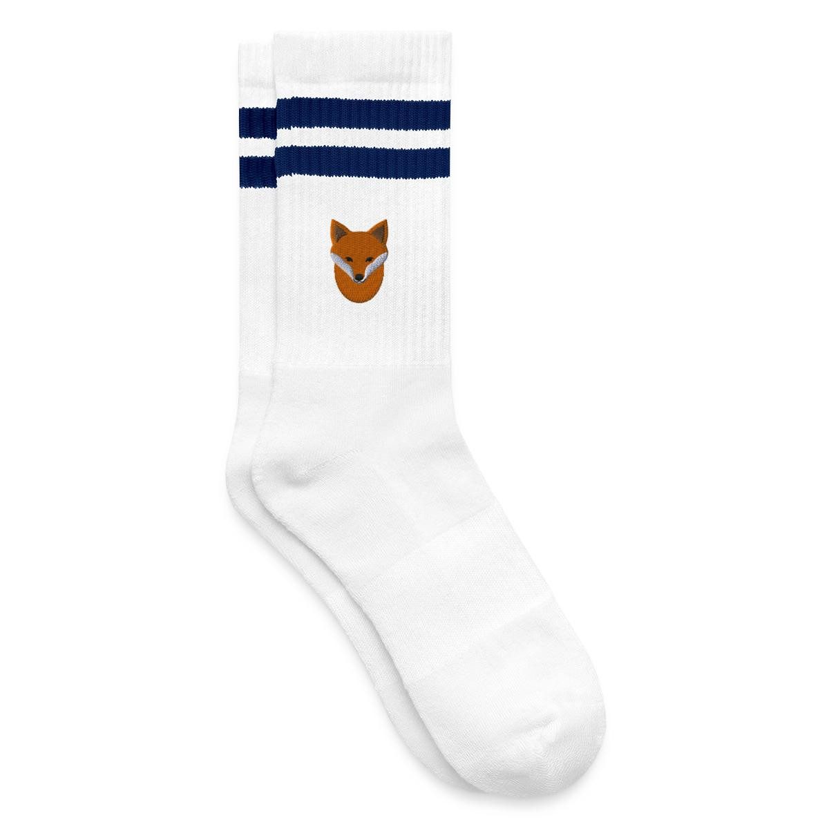 Spreadshirt Socken Gestickter Fuchs Für Naturfans Und Ruhige Köpfe Gestreifte Tennissocke (1-Paar)