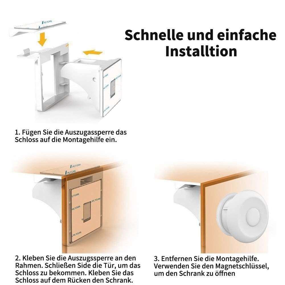 POPOLIC Kindersicherung Babysicherheit Magnetisches Schrankschloss unsichtb günstig online kaufen