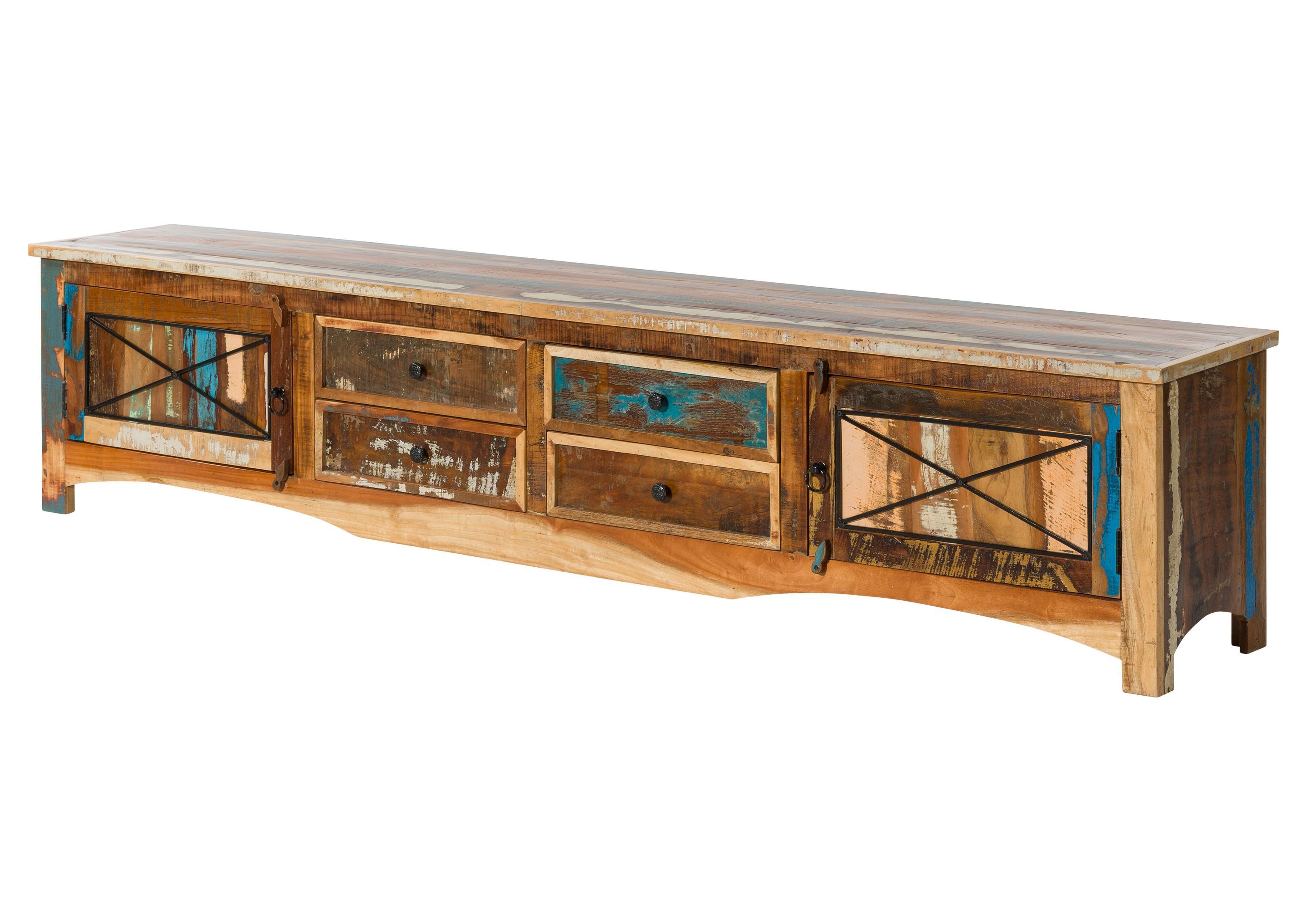 Massivmoebel24 TV-Board NATURE OF SPIRIT (Massivholz), Altholz 240x40x50 mehrfarbig lackiert NATURE OF SPIRIT #43