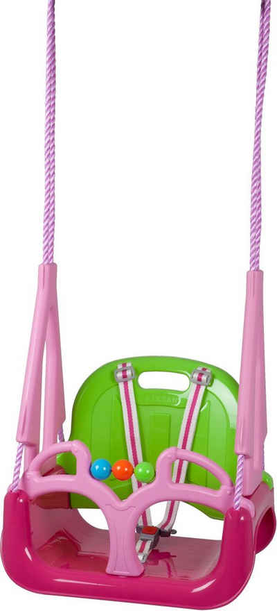 BabyGo Babyschaukelsitz DoReMi, pink/grün, 3in1; Babyschaukel, Schaukelsitz und Schaukelbrett in Einem