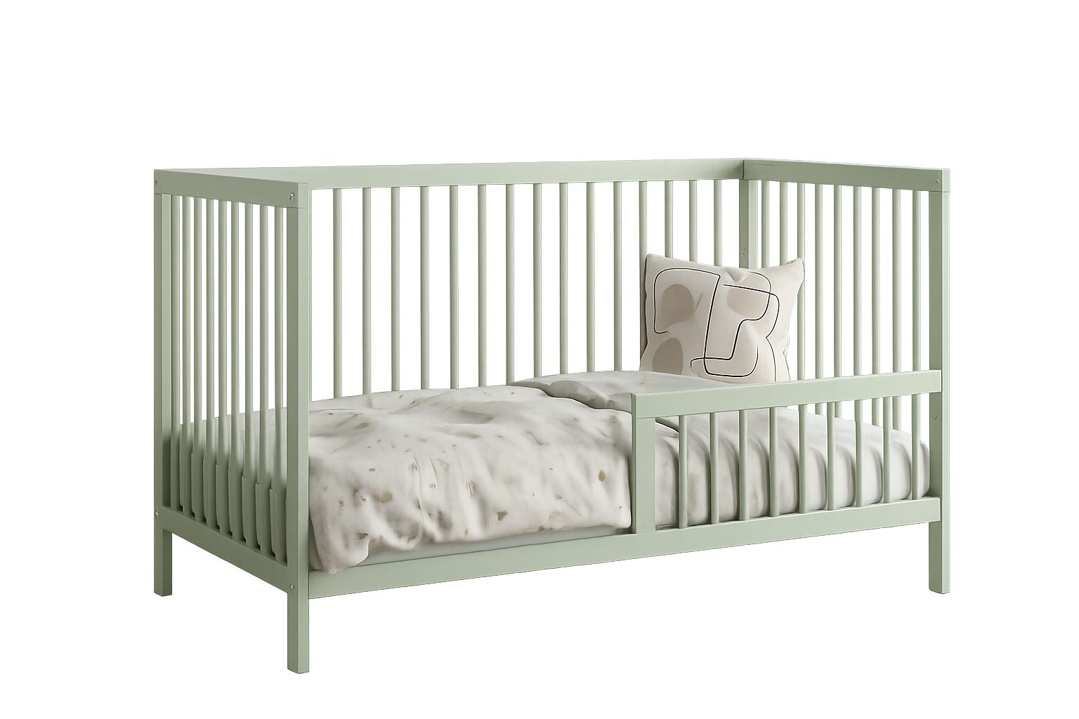 Kids Collective Babybett Kinderbett Gitterbett Baby Bett mit Rausfallschutz 60x120 70x140, stabiles Buchenholz, made in Europe 70x140 cm Grün