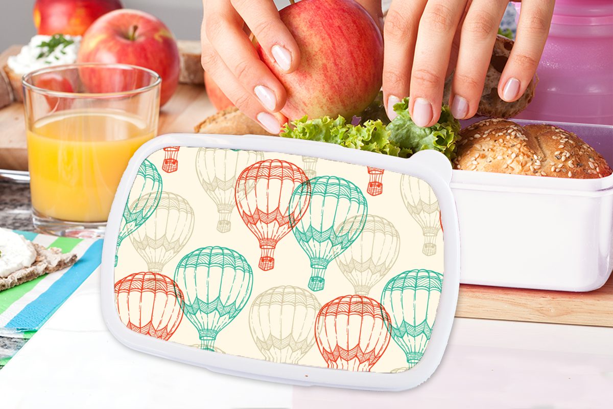 Brotbox Entwurf, Brotdose, Jungs MuchoWow - Erwachsene, und - Kinder - weiß für und Mädchen Kunststoff, für Luftballon Vintage Lunchbox Kind (2-tlg),