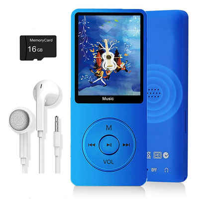 FeelGlad mit 16 GB Micro-SD-Karte,Blau MP3-Player (integrierte Lautsprecher)