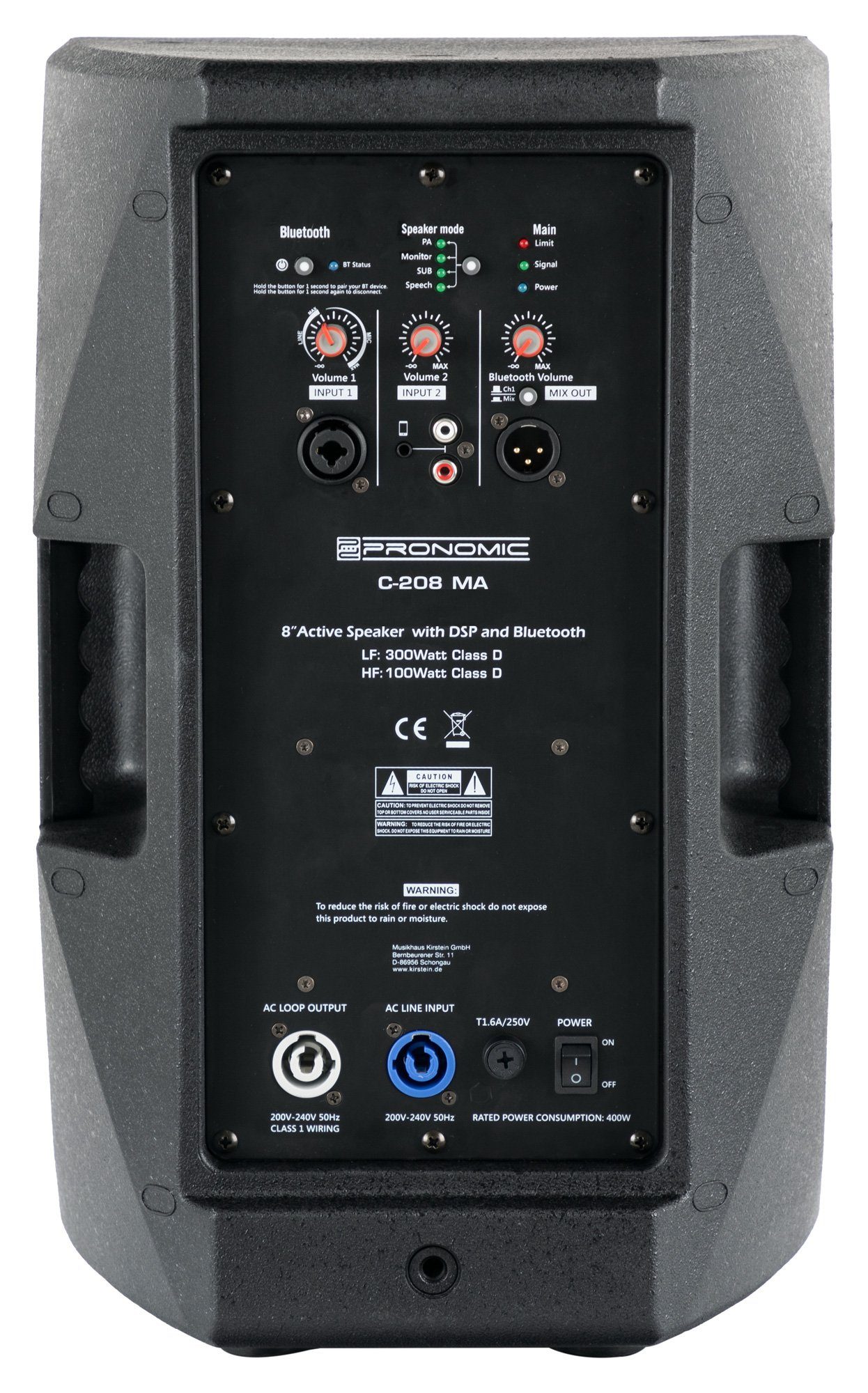 Stereo Box 200 Set (Bluetooth, W, 8 2-Wege - - mit - 2 Pronomic inkl. Woofer Stative) C-208 2.0 Kanälen MA zoll DSP-Presets Aktive Lautsprecher Bi-Amp