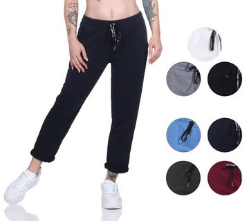 Aurela Damenmode Jogginghose Klassische Damen Jogginghose bequeme Haushose mit Schnürung Cropped Style, leichte Jersey Qualität, Größe 36-38