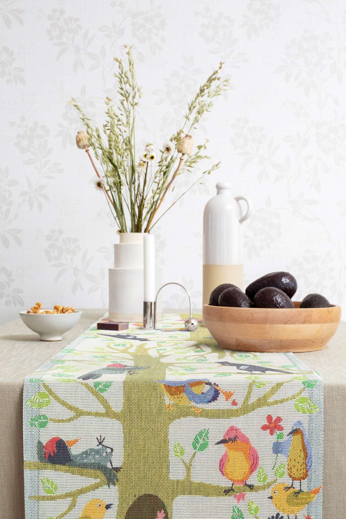 EKELUND MASTER WEAVERS 1692 Tischläufer Vårfåglar 35x120 cm, Pixel gewebt ( günstig online kaufen