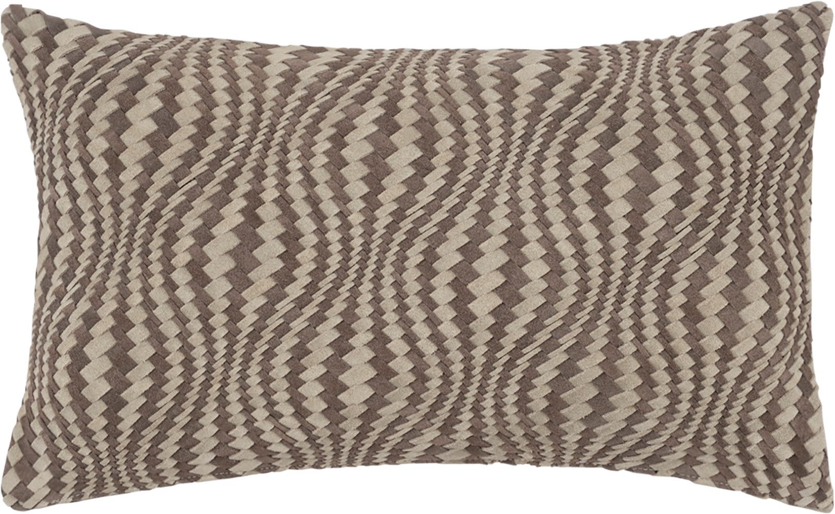 PAD Dekokissen LEATHER WEAVE, Vorderseite Echtleder – Rückseite reine Baumwolle
