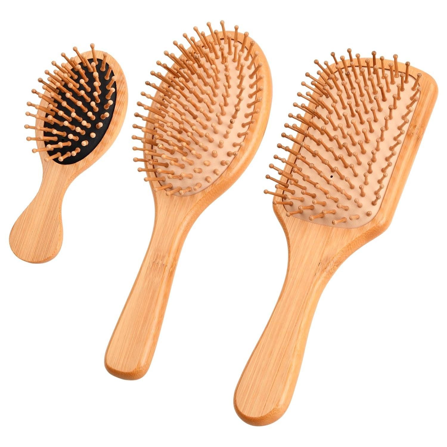 LuxusKollektion Haarbürsten-Set Haarbürste Bambus Massage Set Kinder & Erwachsene