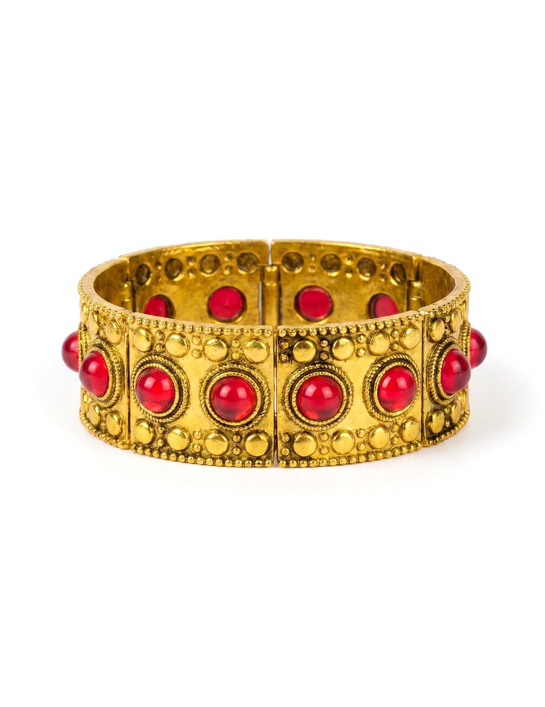 Viving Costumes Kostüm Mittelalterliches Königinnen-Armband Kostüm-Accessoire goldfarben-rot