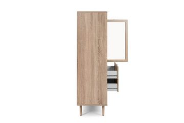 Finori Highboard Highboard "Mila", Sonoma-Eiche / Rafia-Geflecht