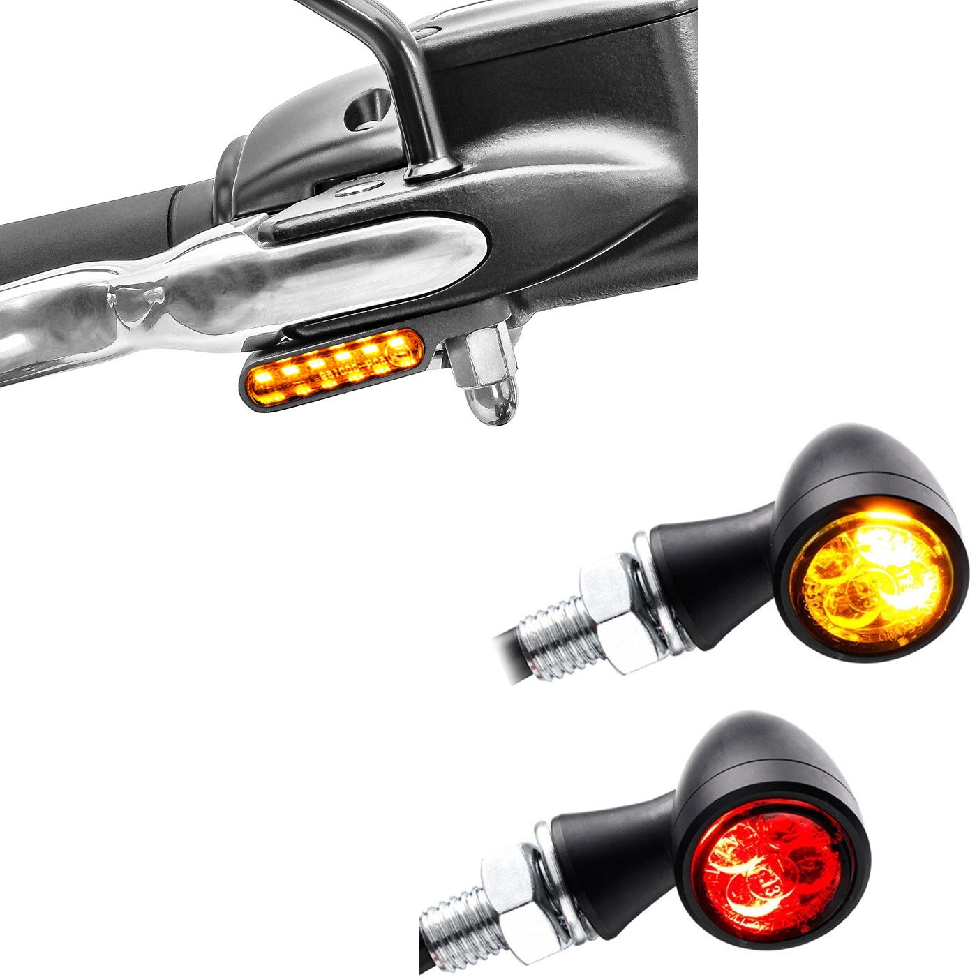Lumitecs Halter Set: LED Lenkerblinker + LED Blinker TX1 + E-Prüfzeichen + Brems- und
