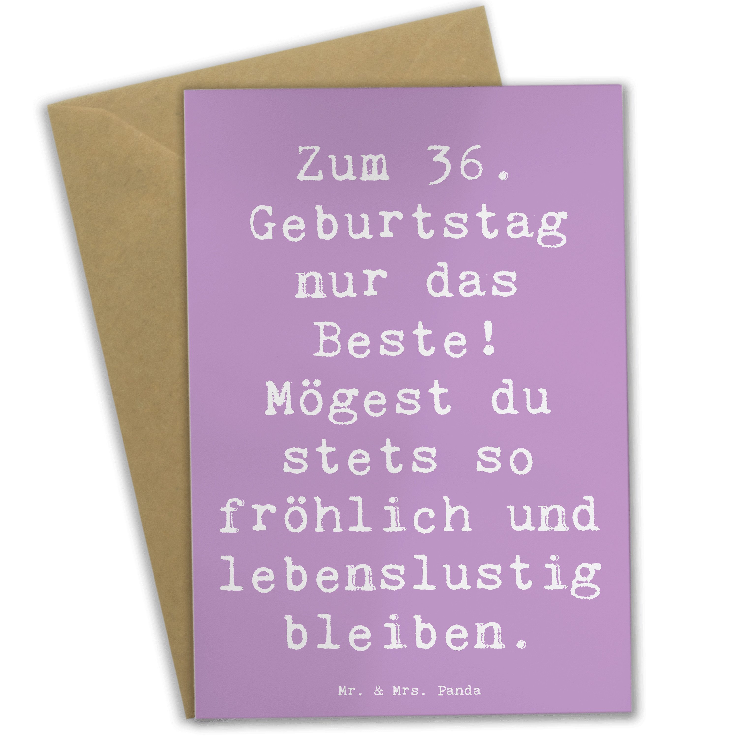 Grußkarte Spruch 36. Geburtstag - Lavendeltraum - Geschenk, nur das Beste, Hoch