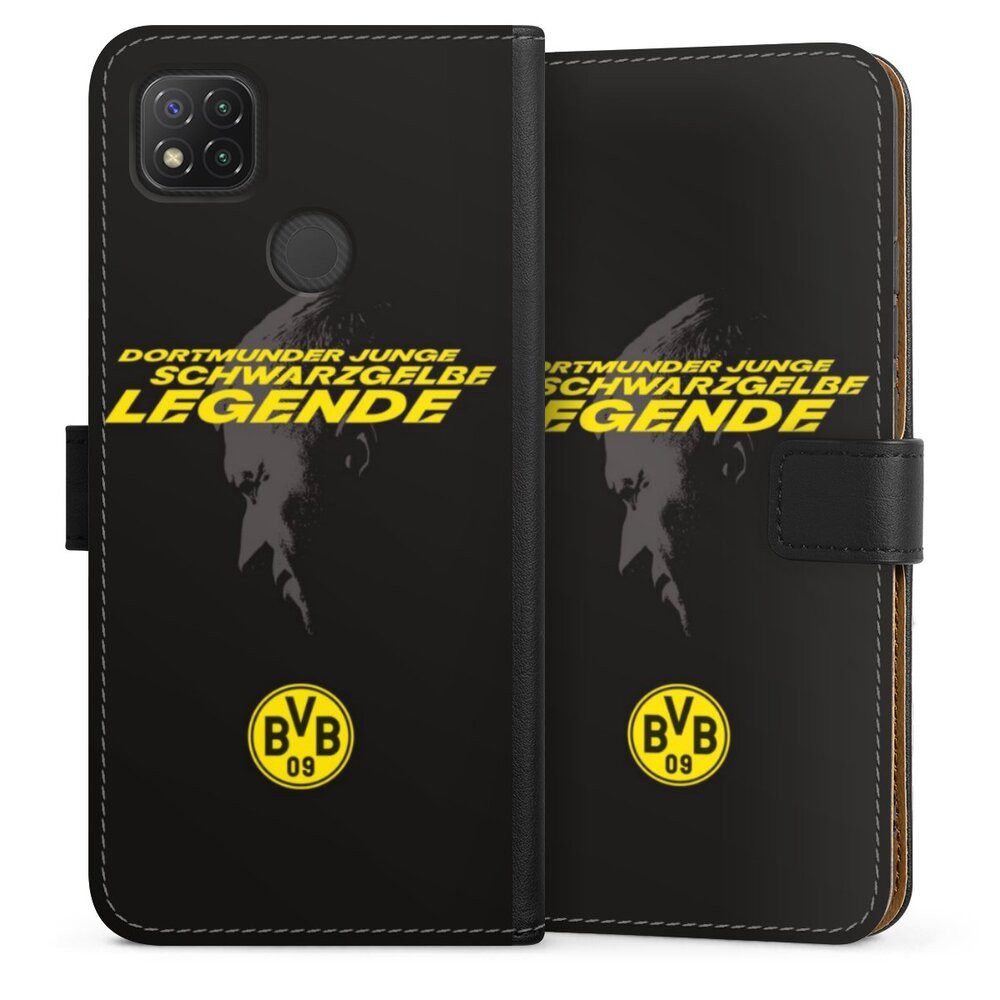 DeinDesign Handyhülle Marco Reus Borussia Dortmund BVB Danke Marco Schwarzgelbe Legende, Xiaomi Redmi 9C Hülle Handy Flip Case Wallet Cover Handytasche Leder