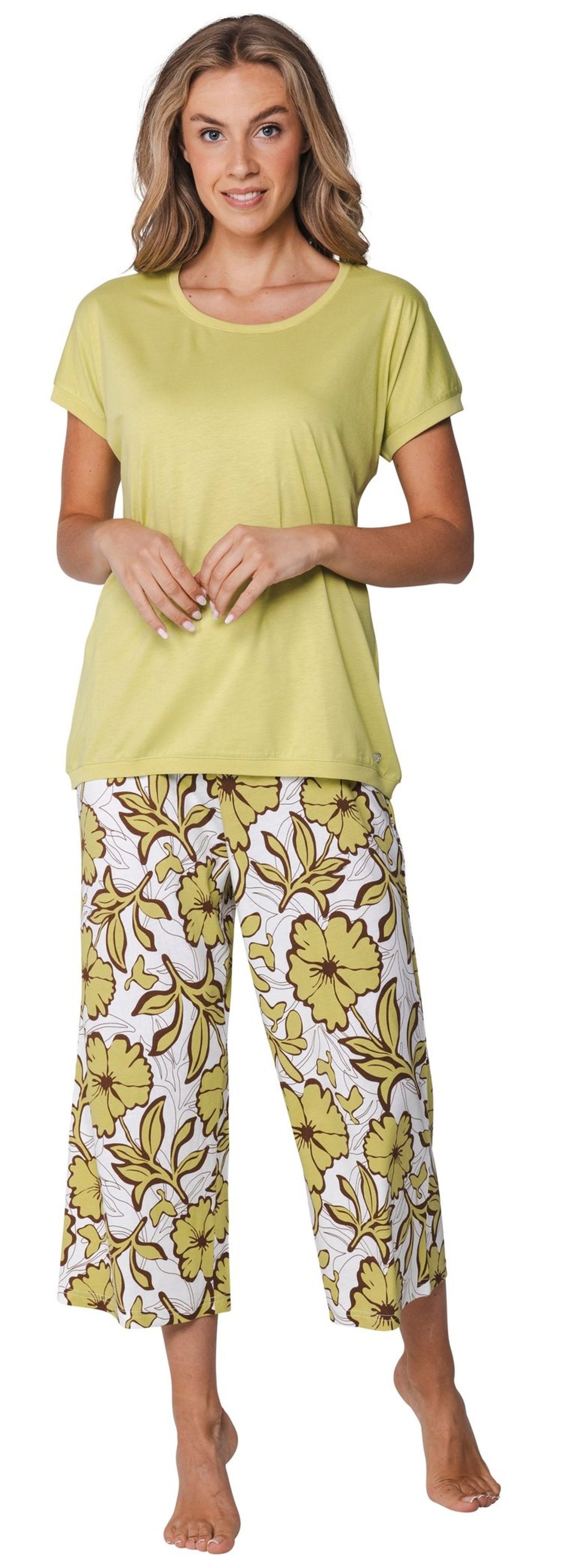 Schlafanzug Modischer Damen Pyjama mit Culotte