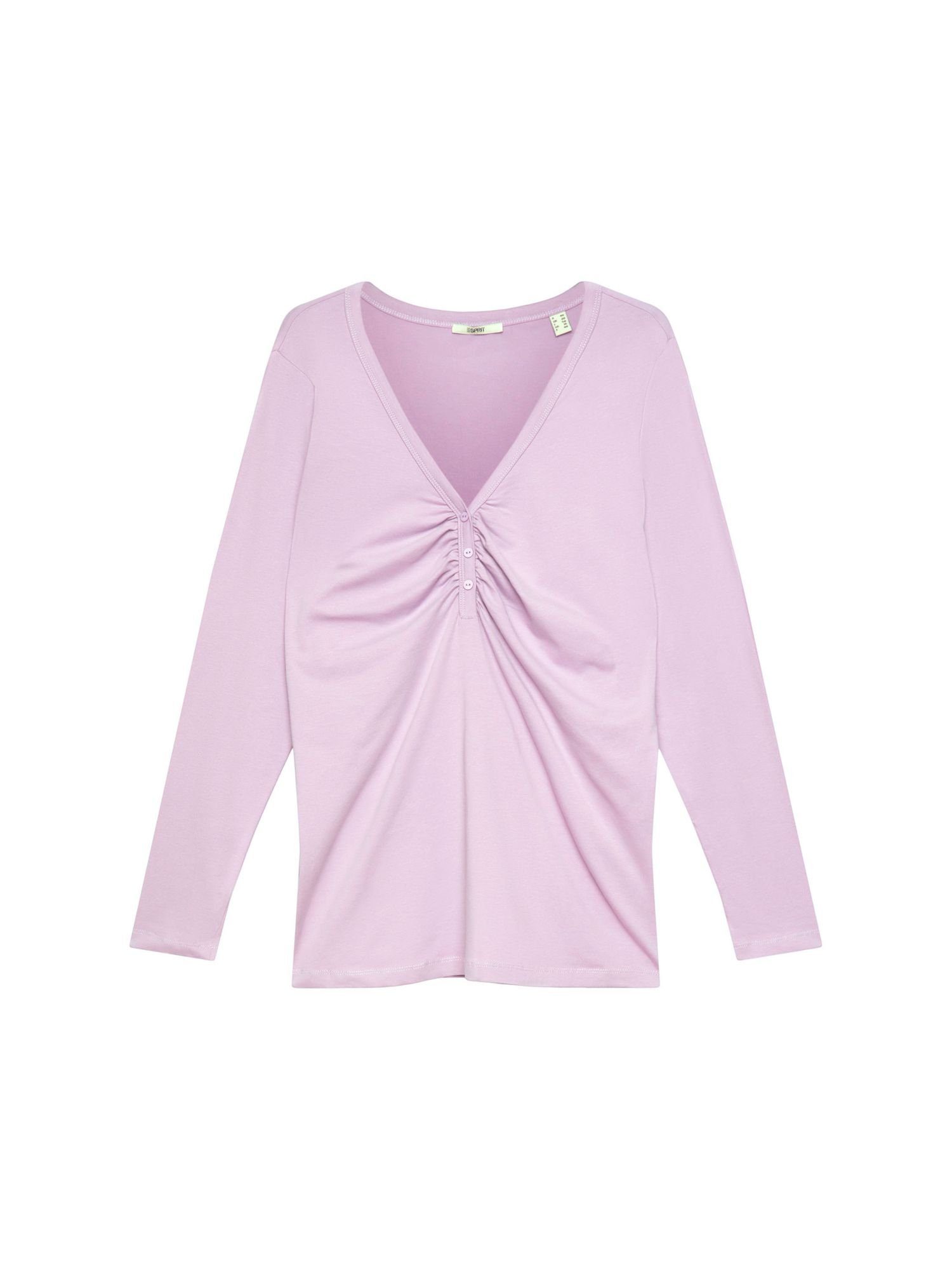 Longsleeve mit gerafftem Langarmshirt Esprit CURVY (1-tlg) LILAC Detail