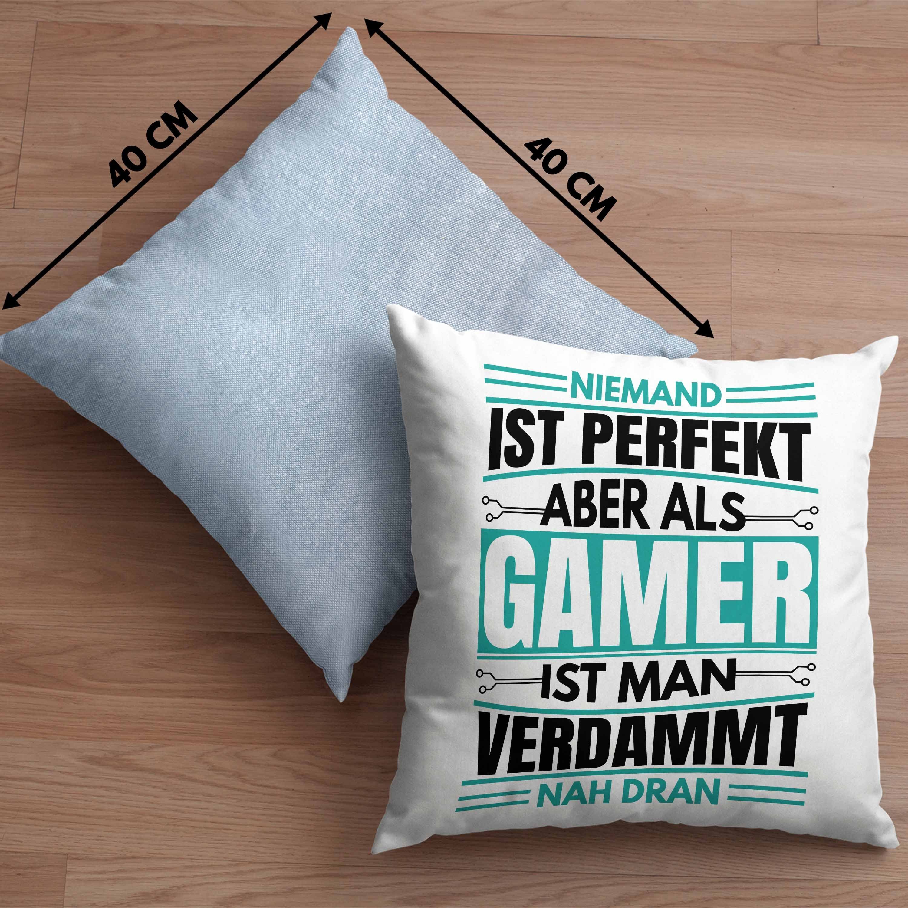 Kissen Geschenkidee Blau Ist Füllung Geschenk - mit Perfekt Dekokissen 40x40 Niemand Trendation Zocker für Trendation Gamer Jungs Dekokissen