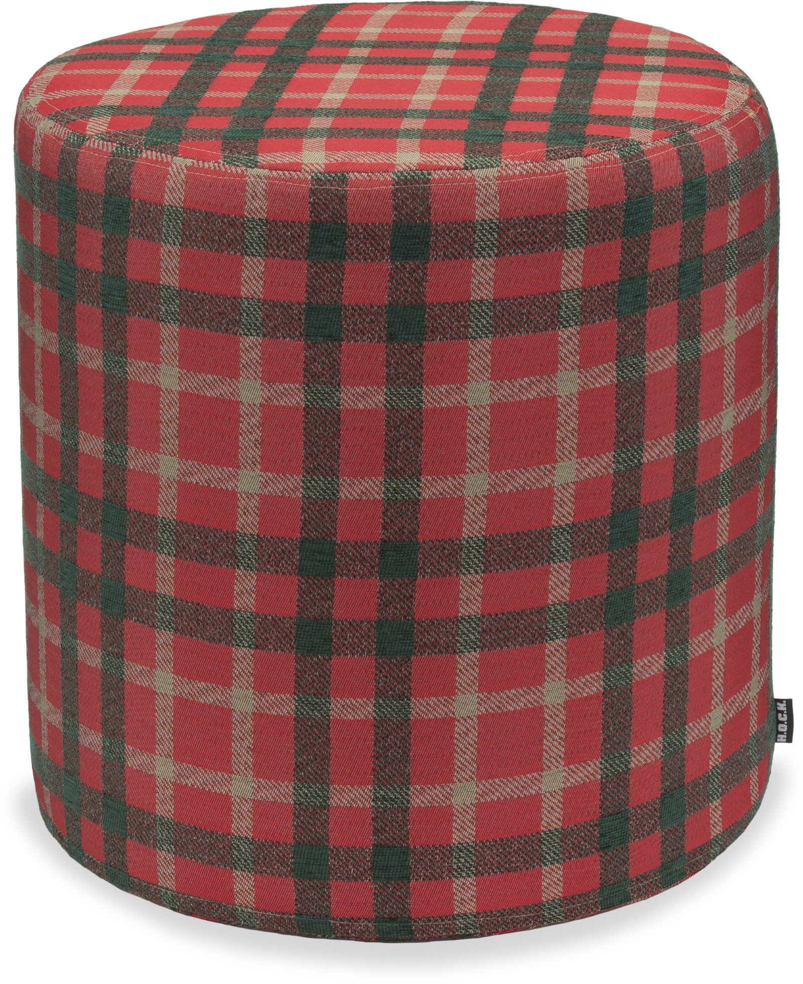 H.O.C.K. Sitzwürfel H.O.C.K. Charles Hocker rund Ø45x45cm rot / dunkelgrün very british, Hocker: Bequem, vielseitig, Wohnzimmer & Schlafzimmer